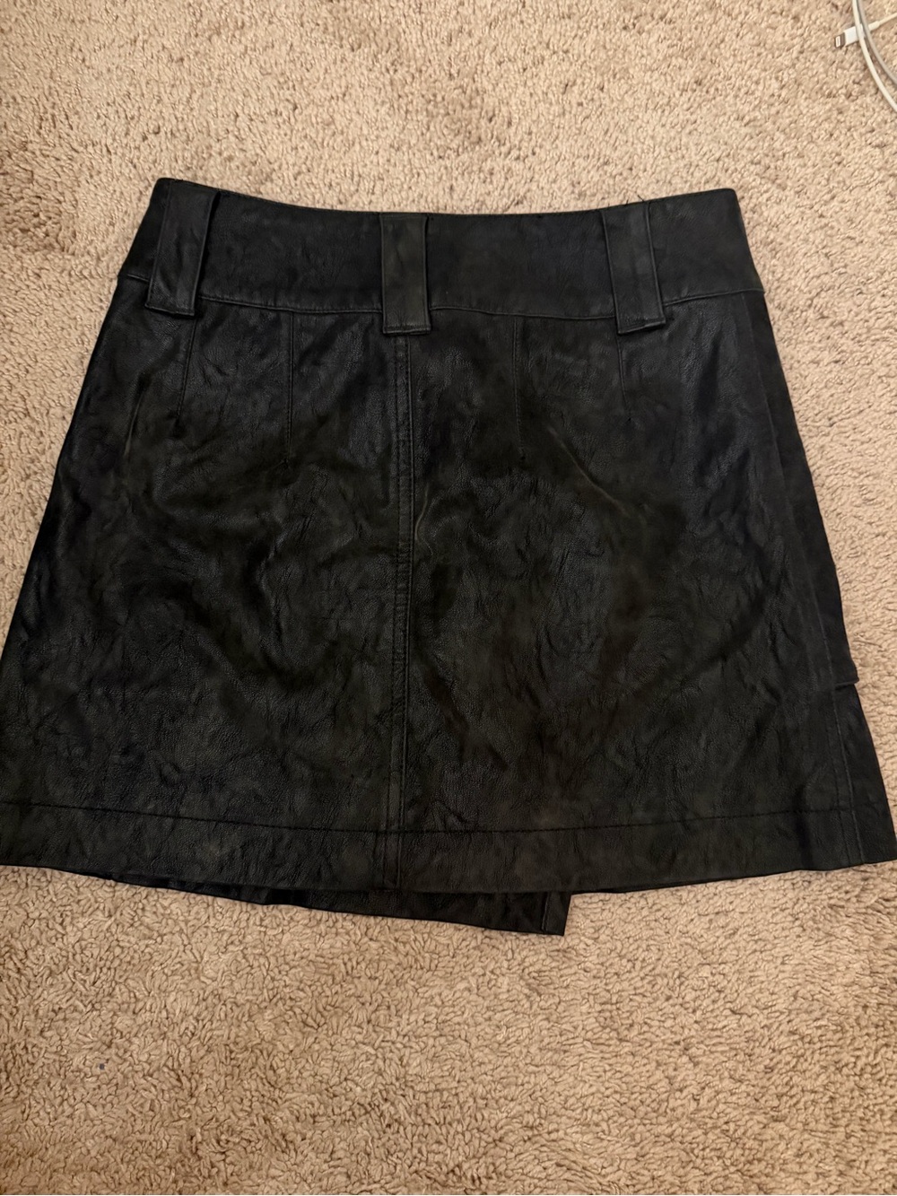 Free People Black Faux Leather Suede Mini Skirt with Zip Accents Size S - Picture 5 of 8